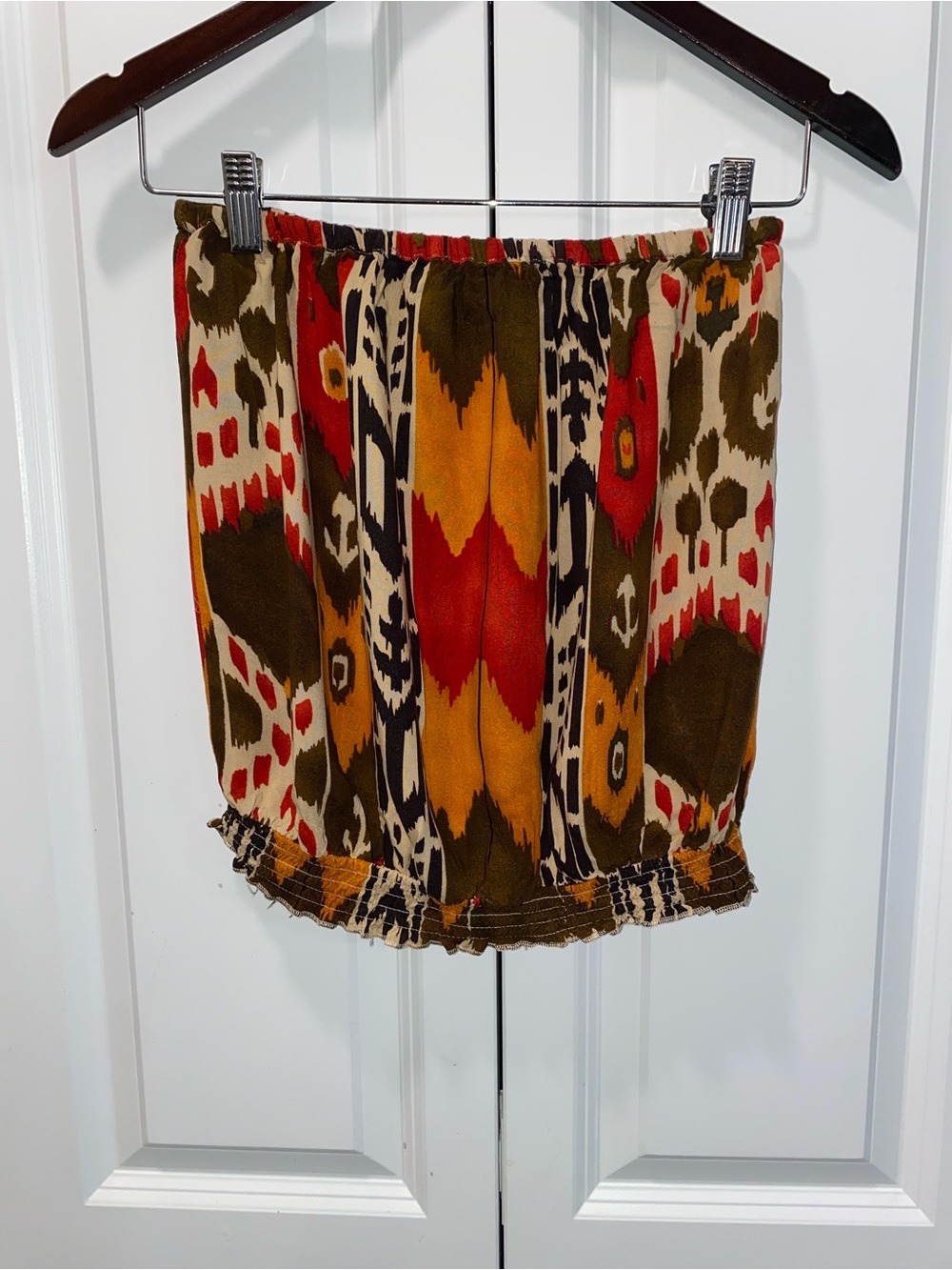Poetry Multicolor Printed Tube Top in Red, Orange, Brown